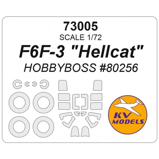 KV Models 73005 1/72 F6F-3 Hellcat Mask Set (Wheels Mask Incl.) for HobbyBoss Kits