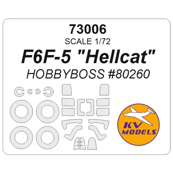 KV Models 73006 1/72 F6F-5 Hellcat Mask Set (Wheels Mask Incl.) for HobbyBoss Kits