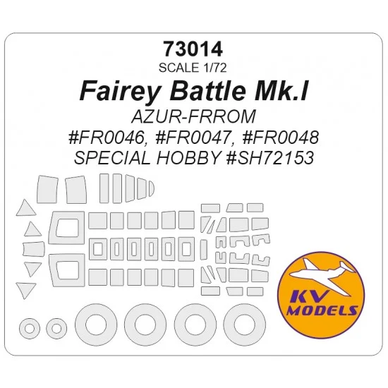 KV Models 73014 1/72 Fairey Battle Mask Set (Wheels Mask Incl.) for Special Hobby Kits - Model Planes