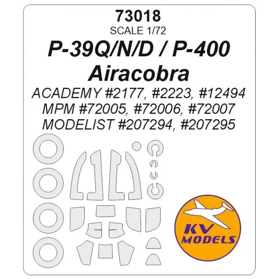 KV Models 73018 1/72 P-39 Mask Set (Wheels Mask Incl.) for Academy/MPM Kits