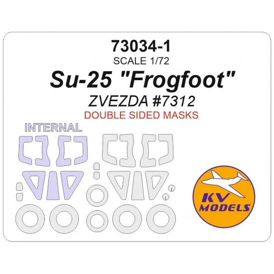 KV Models 73034-1 1/72 Su-25 Frogfoot Double-sided Canopies and Wheel Masks for Zvezda #7312