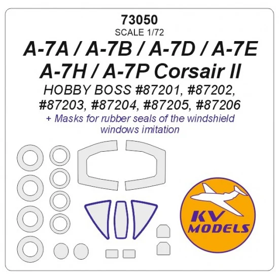 KV Models 73050 1/72 A-7A/A-7B/A-7D/A-7E/A-7H/A-7P Corsair II Masking for HobbyBoss kits