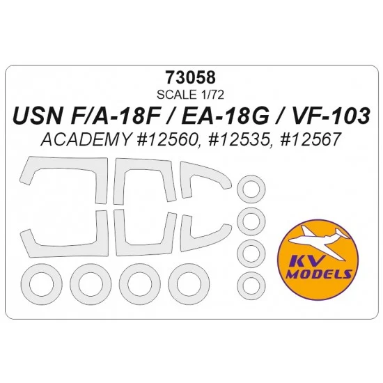 KV Models 73058 1/72 USN F/A-18F/Ea-18G/VF-103 Masking for Academy #12560/12535/12567
