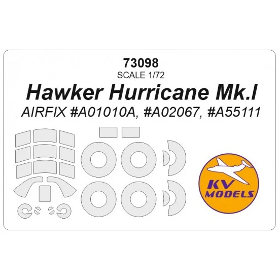 KV Models 73098 1/72 Hawker Hurricane Mk.I Masking for Airfix #A01010A/A02067/A55111 - Model Planes