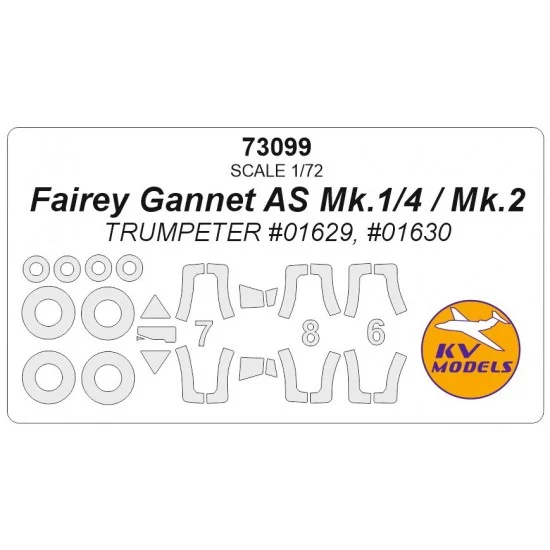 KV Models 73099 1/72 Fairey Gannet As Mk.1/4/Mk.2 Masking for Trumpeter #01629/01630 - Model Planes