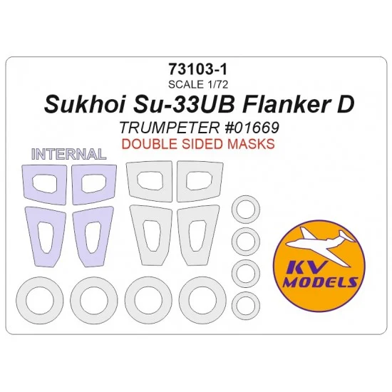 KV Models 73103-1 1/72 Su-33Ub Flanker D Double Sided Masking for Trumpeter #01669