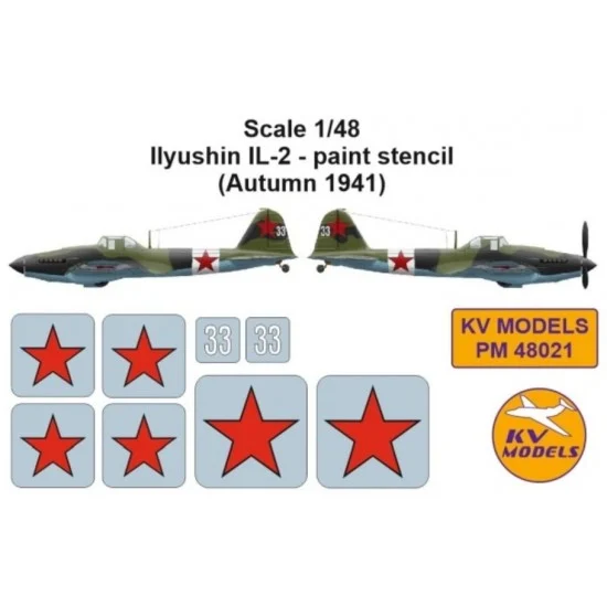 KV Models PM48021 1/48 Ilyushin Il-2 Paint Stencil Autumn 1941 for Zvezda kits