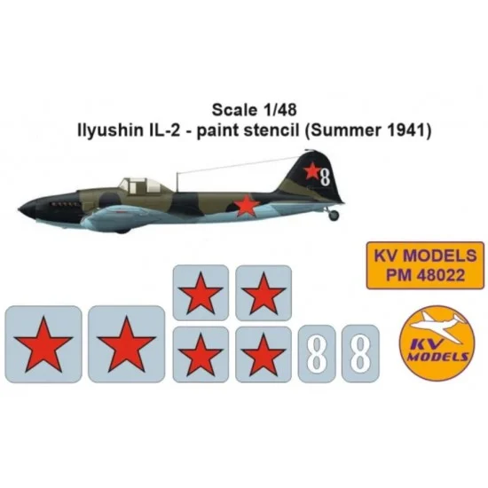 KV Models PM48022 1/48 Ilyushin Il-2 Paint Stencil Autumn 1941 for Zvezda kits