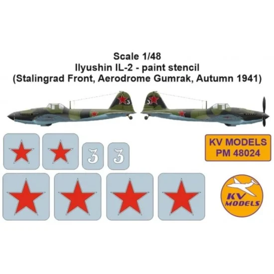 KV Models PM48024 1/48 IL-2 Stencil Masks for Stalingrad Front, Aerodrome Gumrak, Autumn 1941 (Zvezda)