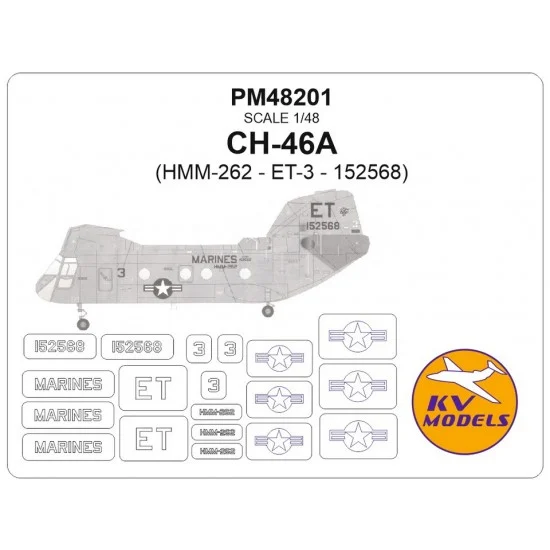 KV Models PM48201 1/48 CH-46A Masks for HMM-262 ET 152568 Vientam war