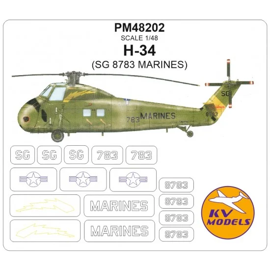 KV Models PM48202 1/48 H-34 Masks for SG 8783 MARINES