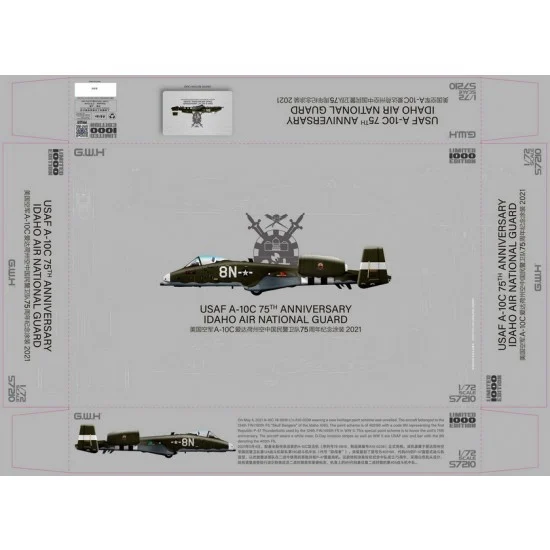 Great Wall Hobby S7210 1/72 USAF A-10C 75th Anniversary Idaho Air National Guard 2021
