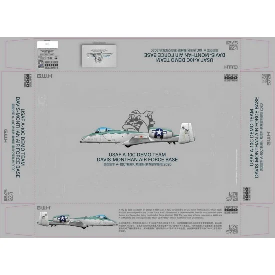 Great Wall Hobby S7211 1/72 USAF A-10C Demo Team Davis-Monthan Air Force Base 2020