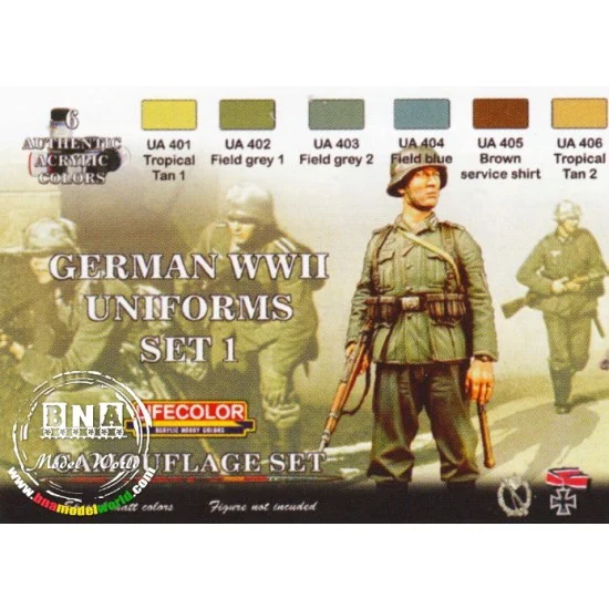 LifeColor LC-CS04 Acrylic Paint Set - WWII German Uniforms 1 (22ml x 6)