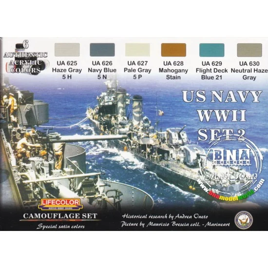 LifeColor LC-CS25 Acrylic Paint Set - WWII US Navy 2 (22ml x 6)