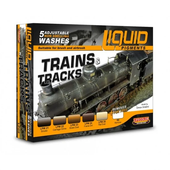 LifeColor LC-LP05 Liquid Pigments - Trains & Tracks (5 washes & 1 remover)