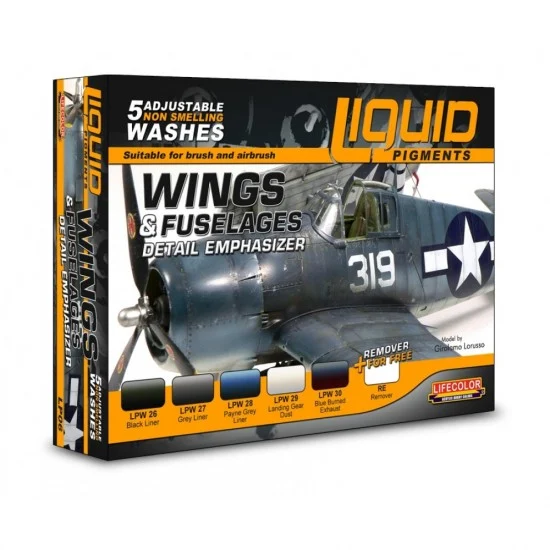 LifeColor LC-LP06 Liquid Pigments - Wings & Fuselages Detail Emphasiser (5 washes & 1 remover)