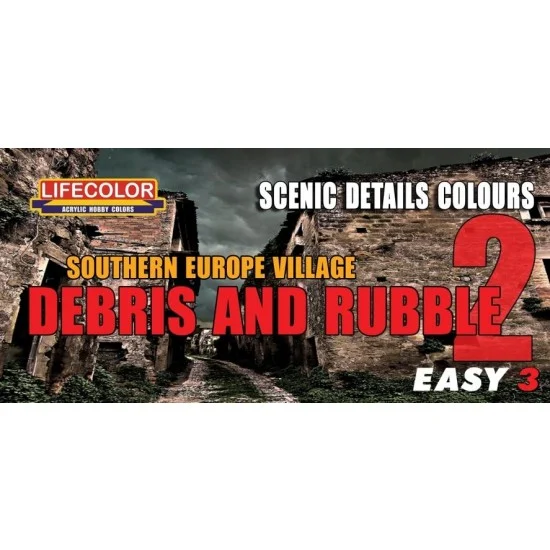 LifeColor LC-MS08 Southern Europe Village Debris and Rubble Vol.2 Scenic Details Colours Paint Set (22ml x3)