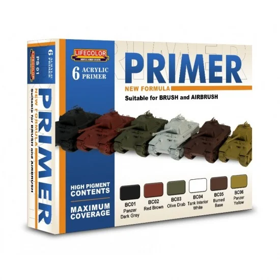 LifeColor LC-PS01 Acrylic Paint Set - Primer (6x 22ml)