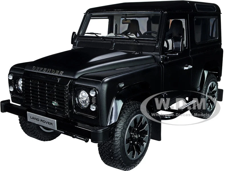 Land Rover Defender 90 Works V8 Matt Black with Gloss Black Top "70th Edition" 1/18 Diecast Model Car by LCD Models - Range/Land Rover Models