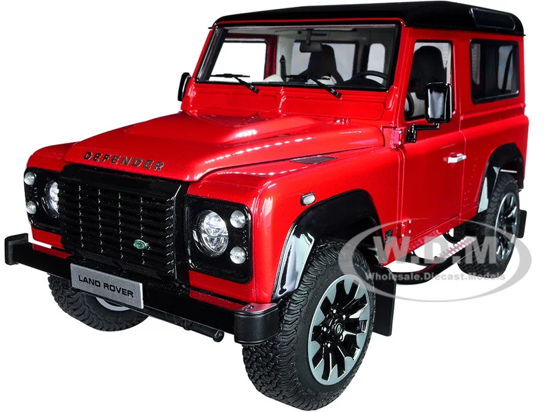 Land Rover Defender 90 Works V8 Red Metallic with Gloss Black Top "70th Edition" 1/18 Diecast Model Car by LCD Models - Range/Land Rover Models