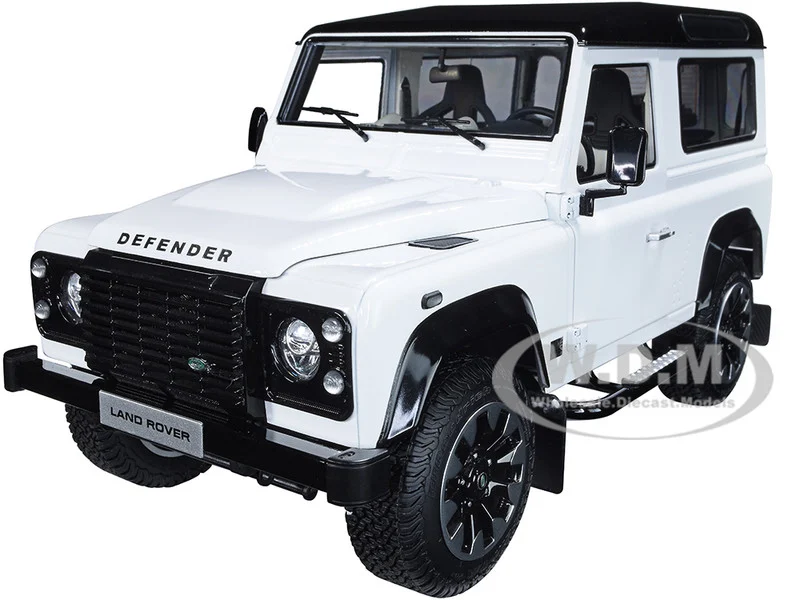 Land Rover Defender 90 Works V8 White with Gloss Black Top "70th Edition" 1/18 Diecast Model Car by LCD Models - Range/Land Rover Models