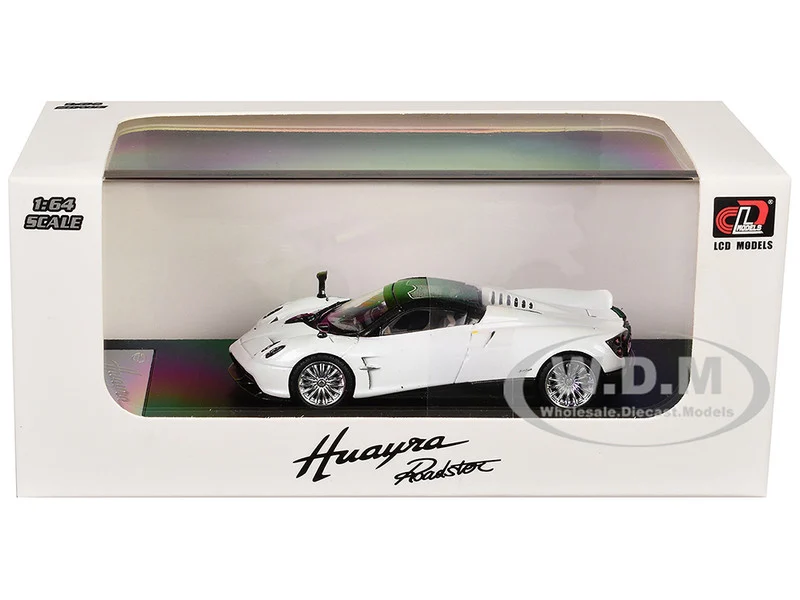Pagani Huayra Roadster White Metallic with Black Top 1/64 Diecast Model Car by LCD Models - Pagani Models