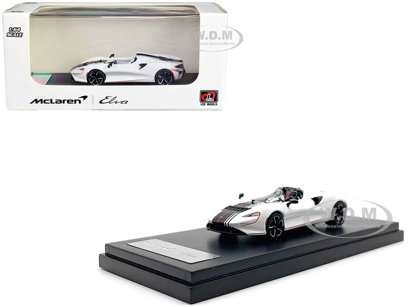 McLaren Elva Convertible White with Carbon and Red Stripes 1/64 Diecast Model Car by LCD Models - McLaren Models