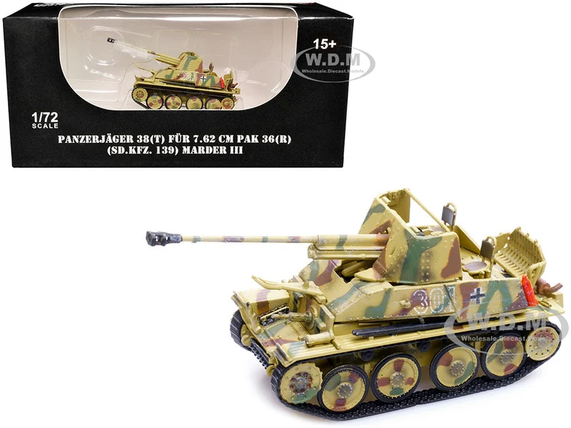 Sd.Kfz.139 Panzerjager 38(t) Fur 7.62cm PaK 36(R) Marder III Tank Destroyer #301 "Germany - World War II" 1/72 Diecast Model by Legion