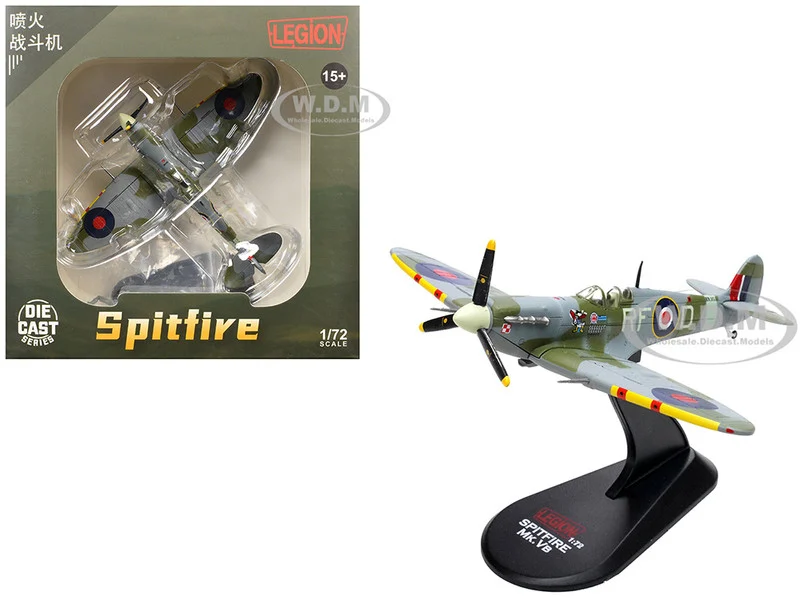 Supermarine Spitfire Mk Vb Fighter Aircraft "EN951, Ace Jan Zumbach, No. 303 Polish Kosciuszko Squadron" (1943) Royal Air Force 1/72 Diecast Model Airplane by Legion - Military Models