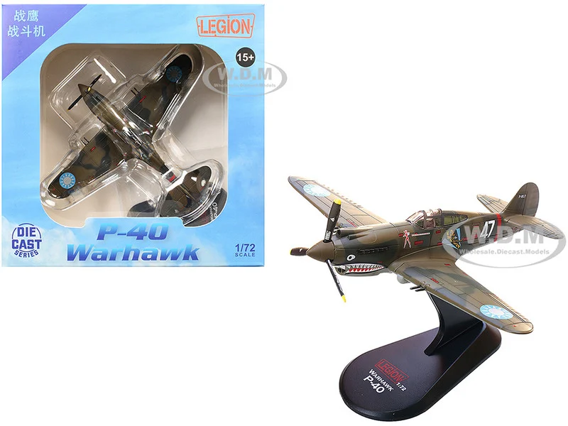 Curtiss P-40B/C Warhawk Fighter Aircraft "White 47, Robert T. Smith, 3rd Squadron, Hell's Angels, Chinese Air Force, Burma" (1942) 1st American Volunteer Group 1/72 Diecast Model Airplane by Legion
