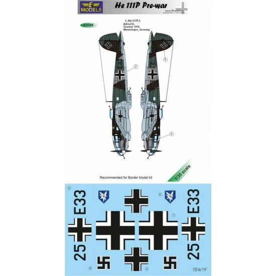 LF Models C3509 1/35 Heinkel He 111P Pre-war Decal for Border kit
