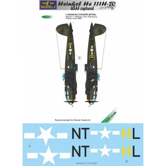 LF Models C3510 1/35 Heinkel He-111H-20 in USAF service Decal for Border kit
