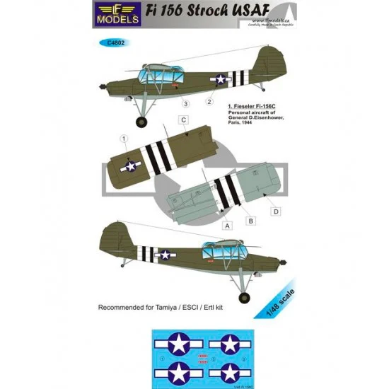 LF Models LFC4802 1/48 Fi 156 USAF 1 Decal Option for Tamiya/ESCI/Ertl kit - Model Planes