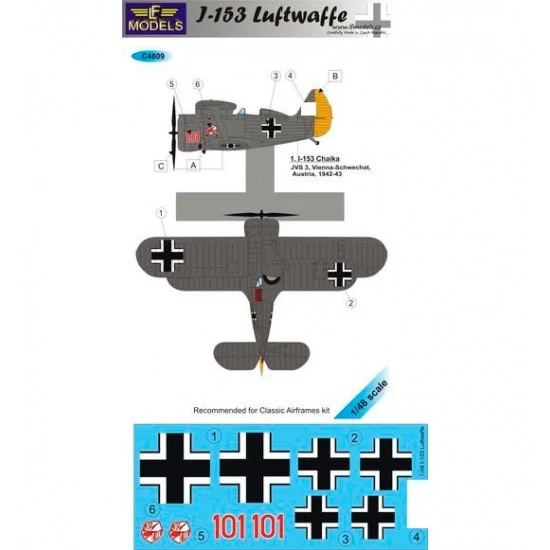LF Models LFC4809 1/48 I-153 Luftwaffe 1 Decal Option for Classic Airframe kit