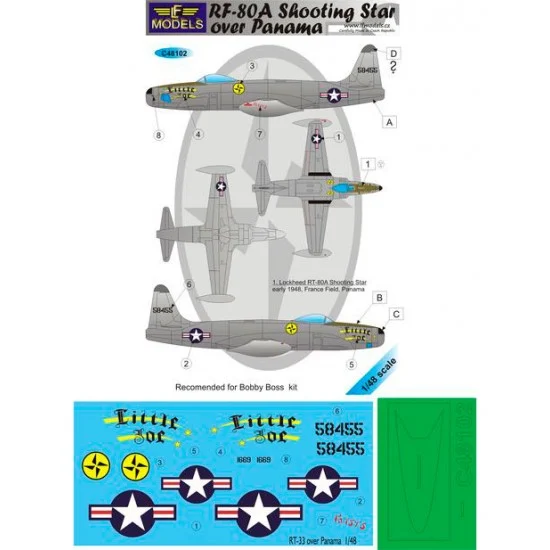 LF Models LFC48102 1/48 RF-80A Shooting Star over Panama 1 Decal Option for Hobby Boss kit