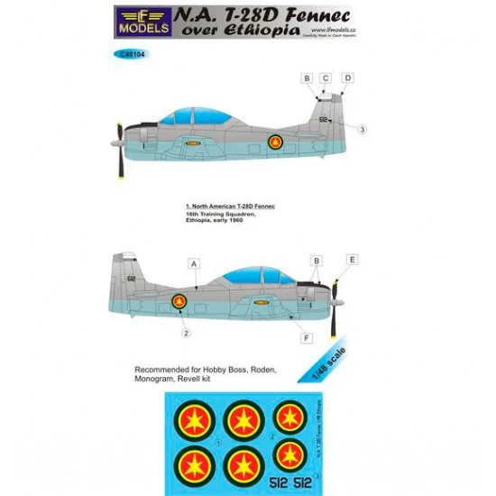 LF Models LFC48104 1/48 N.A. T-28D Fennec over Ethiopia Decal for Hobby Boss/Roden/Monogram/Revell