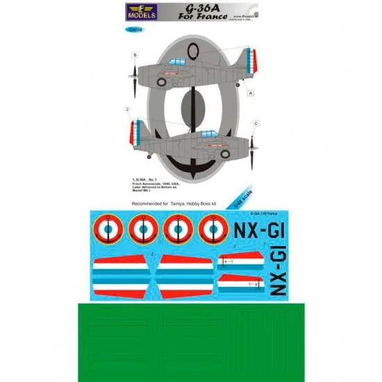 LF Models LFC48118 1/48 French Grumman G-36A 1 Decal Option for Tamiya/Hobby Boss kit