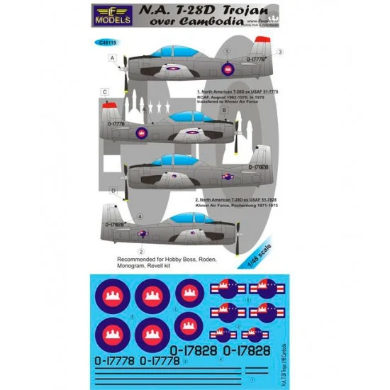 LF Models LFC48119 1/48 N.A. T-28D over Cambodia Decal for Hobby Boss/Roden/Monogram/Revell kit