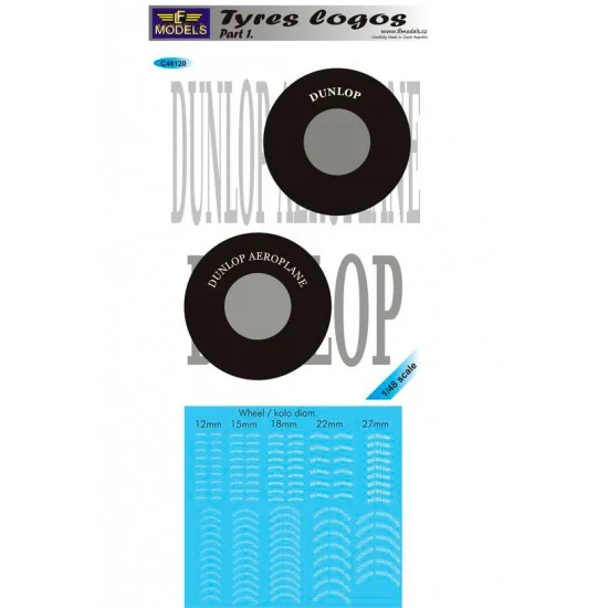 LF Models LFC48120 1/48 Tyres logos Part 1. 10 options of Dunlop Tyre logos - Model Planes