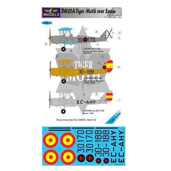 LF Models LFC48145 1/48 DH.82A Over Spain 3 Decal Options for SMER/Meng kit - Model Planes