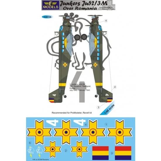 LF Models LFC48146 1/48 Junkers Ju 52/3M over Romania 1 Decal Option for ProModeler/Revell kit - Model Planes
