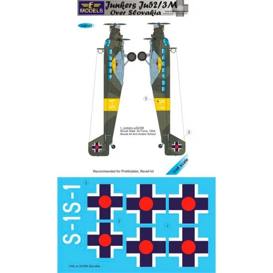 LF Models LFC48147 1/48 Junkers Ju 52/3M over Slovakia 1 Decal Option for ProModeler/Revell kit - Model Planes
