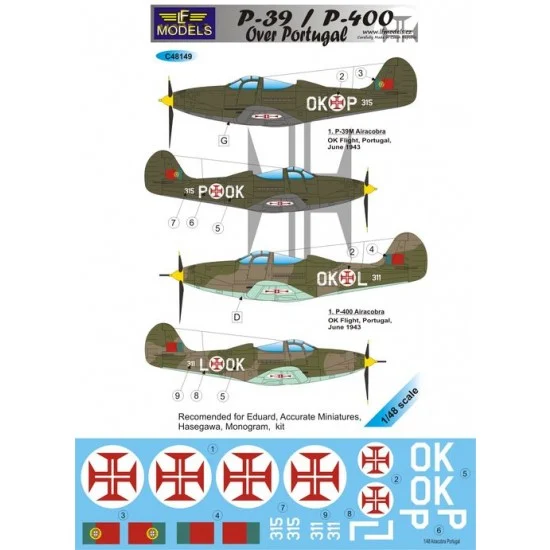 LF Models LFC48149 1/48 Bell Airacobra over Portugal Decal for Eduard/Accurate Miniatures/Hasegawa/Monogram - Model Planes