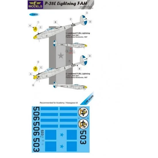 LF Models LFC4815 1/48 P-38L FAH Decal for Academy/Hasegawa kits