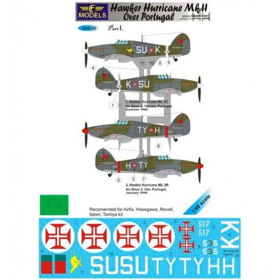 LF Models LFC48151 1/48 Hawker Hurricane Mk.II over Portugal Part I. Decal for Airfix/Hasegawa - Model Planes