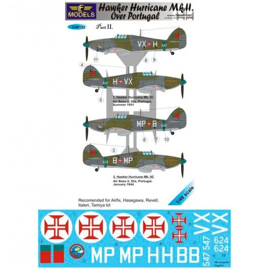 LF Models LFC48152 1/48 Hawker Hurricane Mk.II over Portugal Part II. Decal for Airfix/Hasegawa - Model Planes