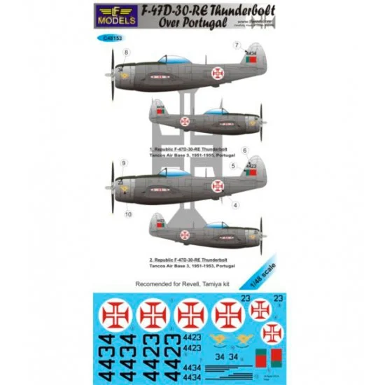LF Models LFC48153 1/48 Republic F-47D-30-RE Thunderbolt over Portuga Decal for Revell/Tamiya kit