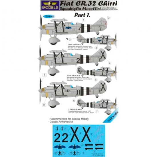 LF Models LFC48162 1/48 FIAT CR.32 Squadriglia Musollini part 1. Decal for Special Hobby/Classic Airframes - Model Planes