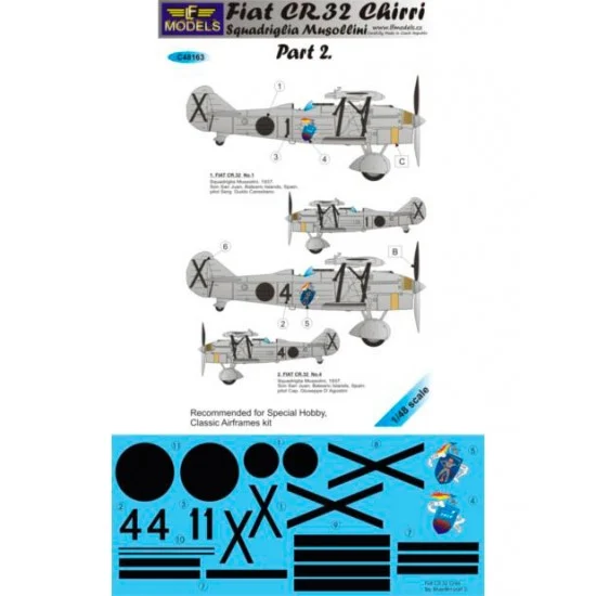 LF Models LFC48163 1/48 FIAT CR.32 Squadriglia Musollini part 2. Decal for Special Hobby/Classic Airframes - Model Planes